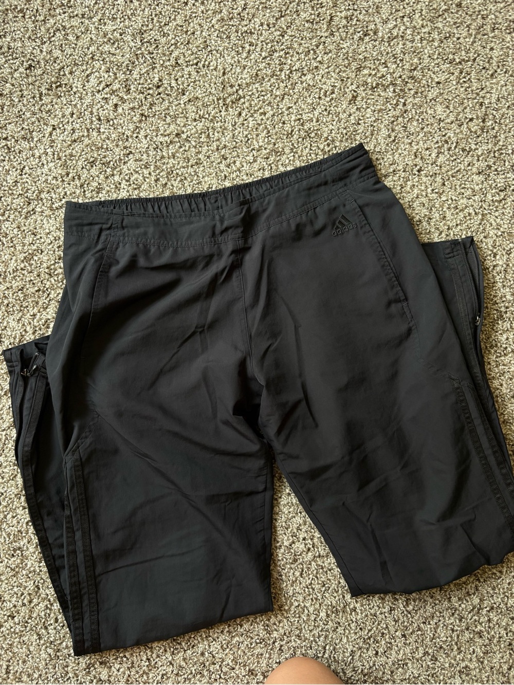 adidas Black Athletic Jogger Pants with Zip Details